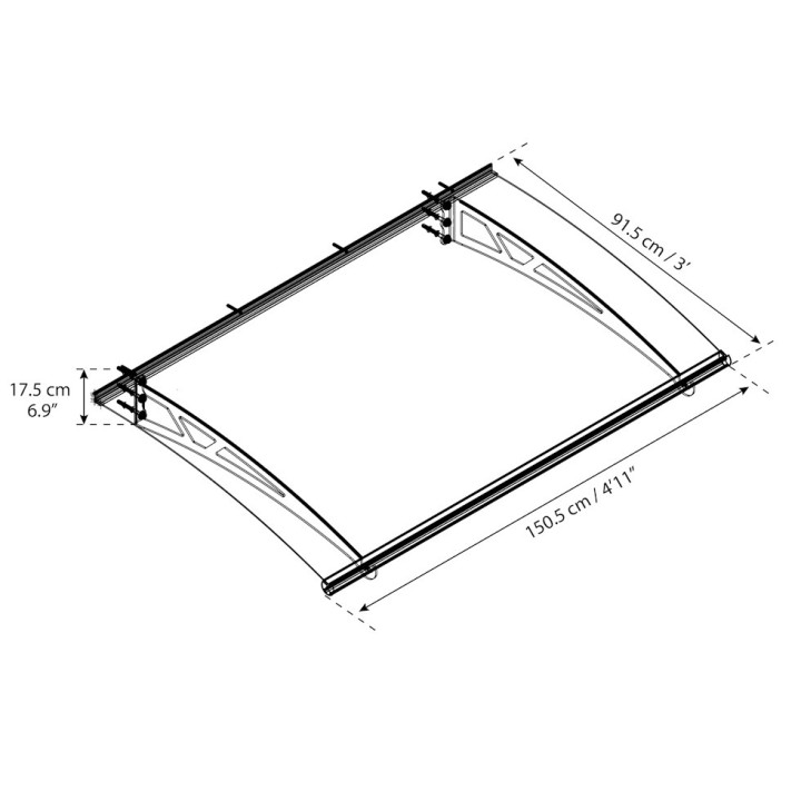 Auvent de porte Altair en kit Canopia - Vitrage transparent