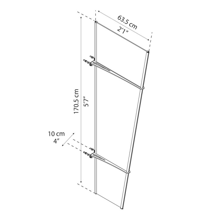 Auvent de porte Pegasus en kit Canopia - Vitrage transparent - 170,5 x 63,5 cm