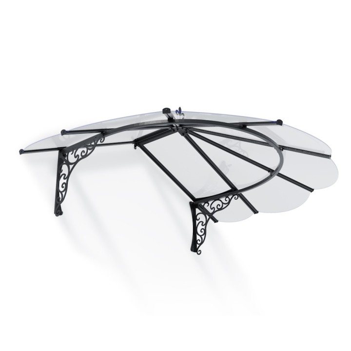Marquise de porte Iris en kit Canopia - Vitrage transparent - 174,5 x 125 cm