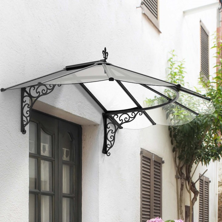 Marquise de porte Iris en kit Canopia - Vitrage transparent - 174,5 x 125 cm
