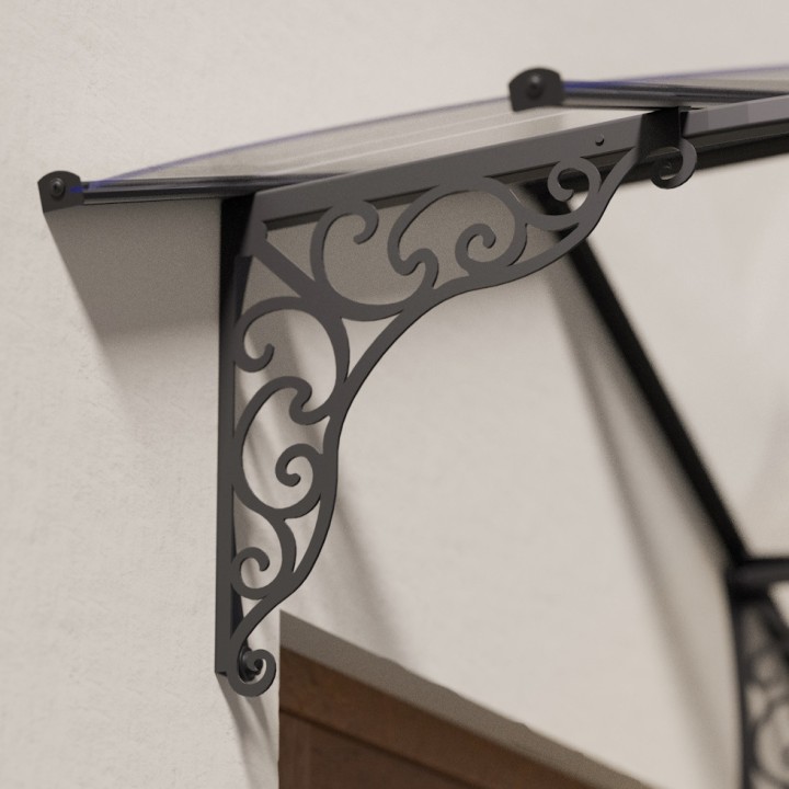 Marquise de porte Iris en kit Canopia - Vitrage transparent - 174,5 x 125 cm