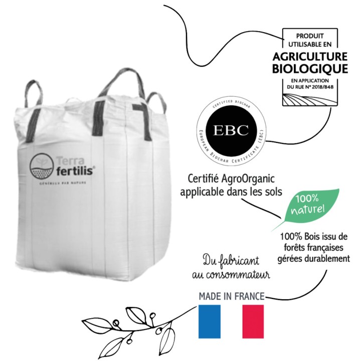 Biochar mychorizé Trilis Terra fertilis - disponible en différentes granulométries, Big bag 250 kg