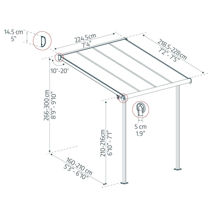 Pergola Sierra Canopia - Structure grise