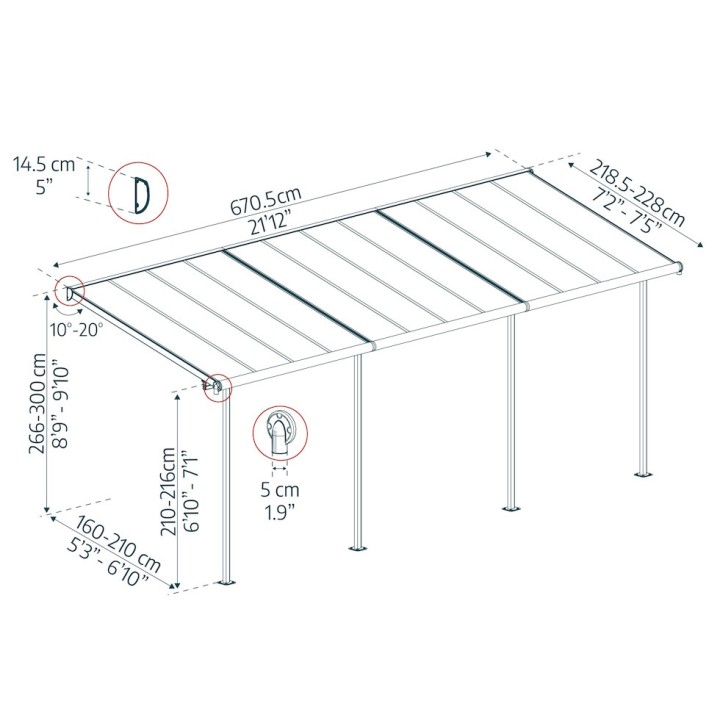 Pergola Sierra Canopia - Structure grise