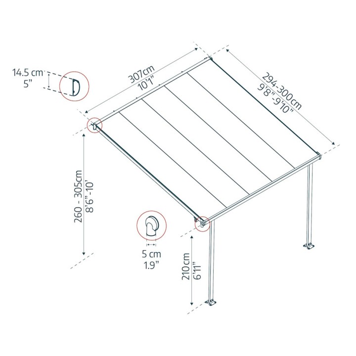 Pergola Feria Canopia - Structure grise