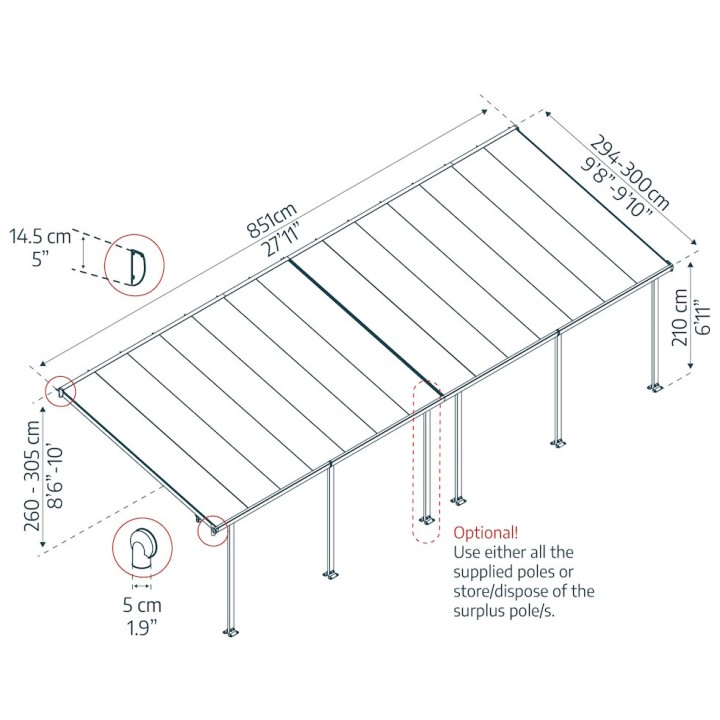 Pergola Feria Canopia - Structure grise