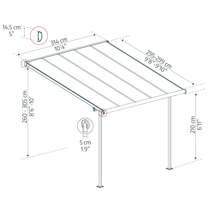 Pergola Capri Canopia - Structure grise