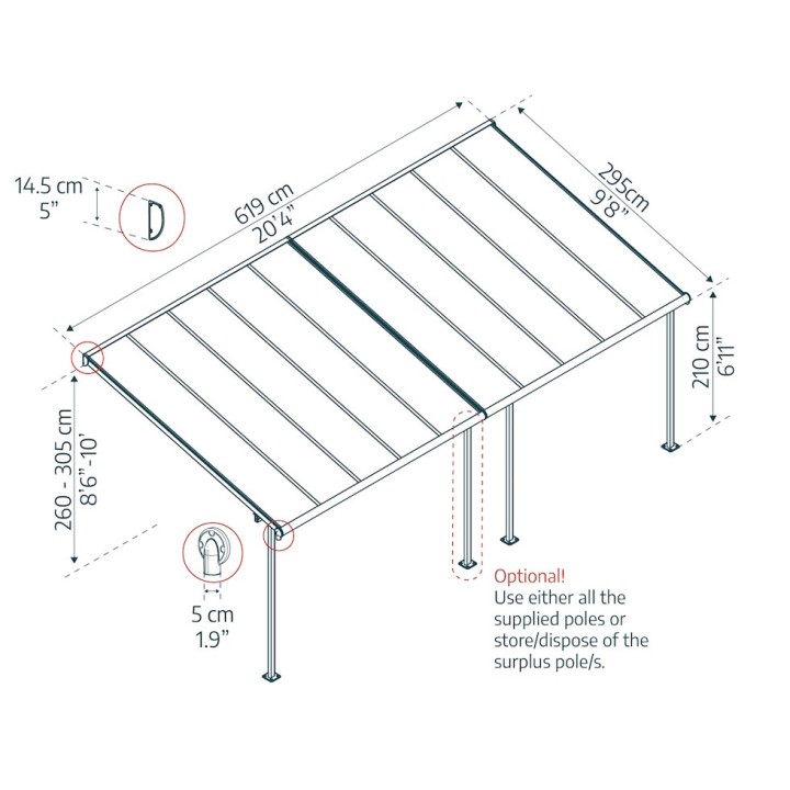 Pergola Capri Canopia - Structure grise