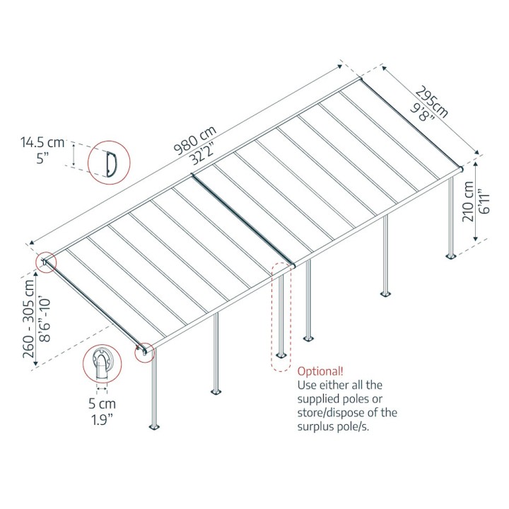 Pergola Capri Canopia - Structure grise