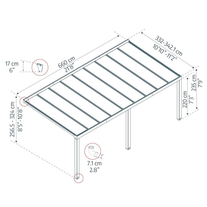 Pergola Stockholm Canopia - Structure grise
