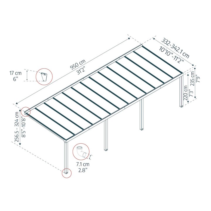 Pergola Stockholm Canopia - Structure grise