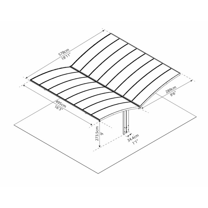 Carport Arizona double wave wings & arch en kit Canopia