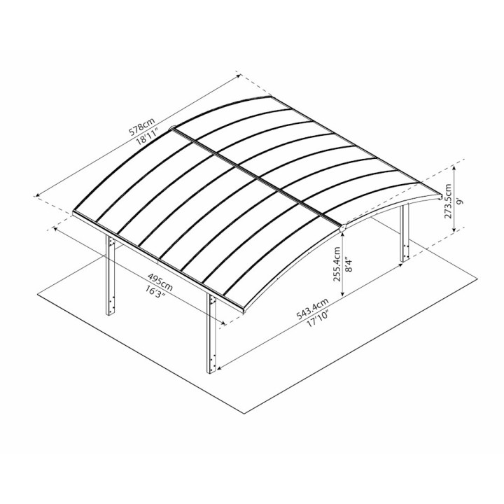 Carport Arizona double wave wings & arch en kit Canopia