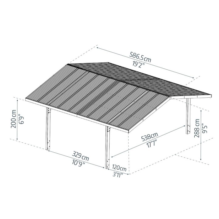 Carport double Sydney Apex Canopia (rupture de stock)
