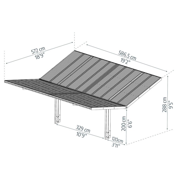 Carport double Sydney Ailes Noires Canopia (rupture de stock)