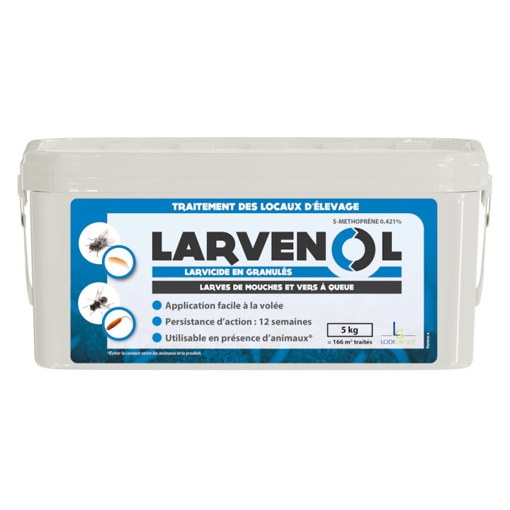 Larvicide granulés mouches et vers à queue LARVENOL 4 GR, plusieurs contenants
