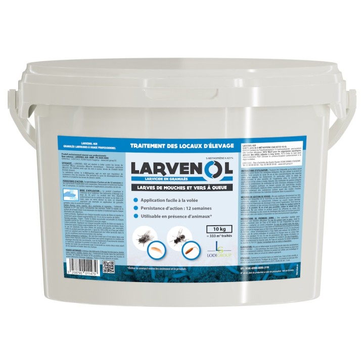 Larvicide granulés mouches et vers à queue LARVENOL 4 GR, plusieurs contenants