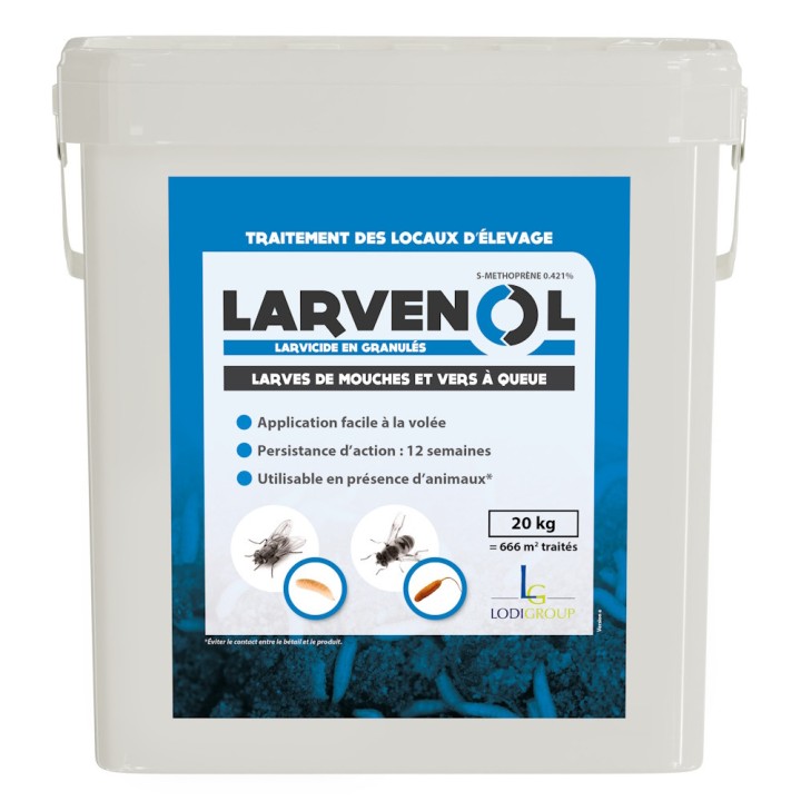 Larvicide granulés mouches et vers à queue LARVENOL 4 GR, plusieurs contenants