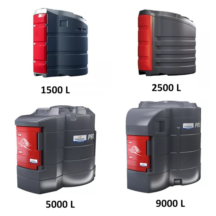 Cuves gasoil fixes FuelMaster PRO Kingspan 1500 L à 9000 L gestion des utilisateurs 4G/LTE avec enrouleur, 79L/min