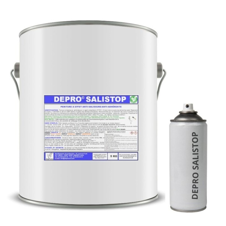 Peinture alimentaire à effet anti-salissure DEPRO SALISTOP, blanc, aérosol ou 5L