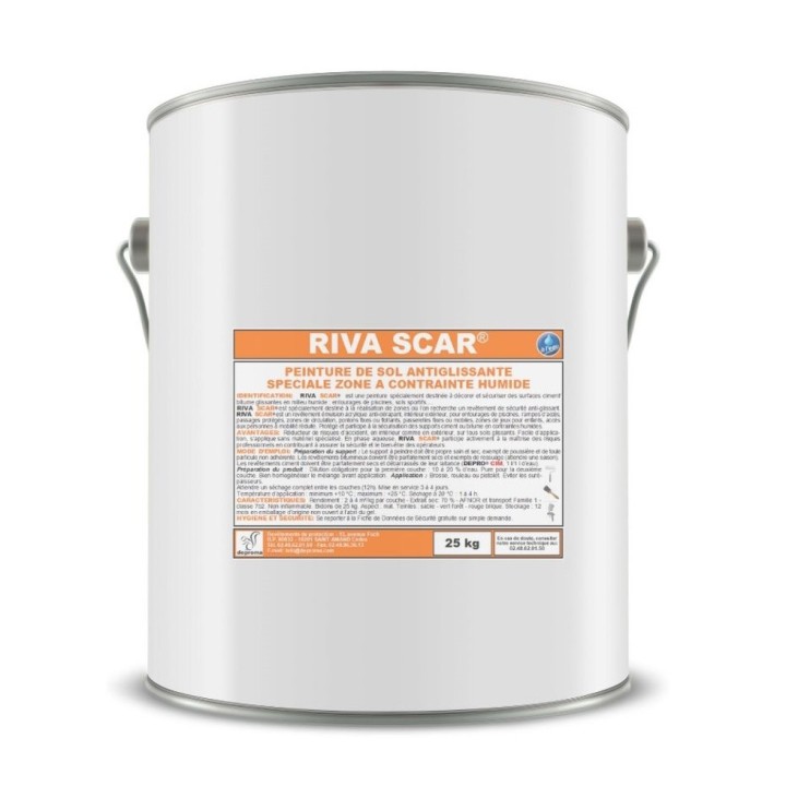 Peinture antiglissante zones humides RIVA SCAR, plusieurs couleurs 25 kg