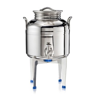 Petit fût inox alimentaire soudé La Nuova Sansone, avec robinet + support 3 L