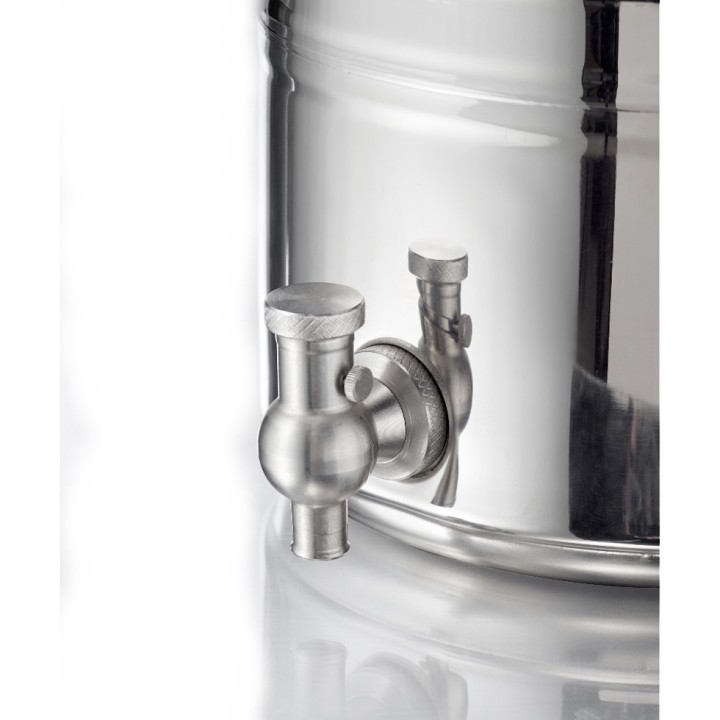 Petit fût inox alimentaire soudé La Nuova Sansone, avec robinet + support 3 L