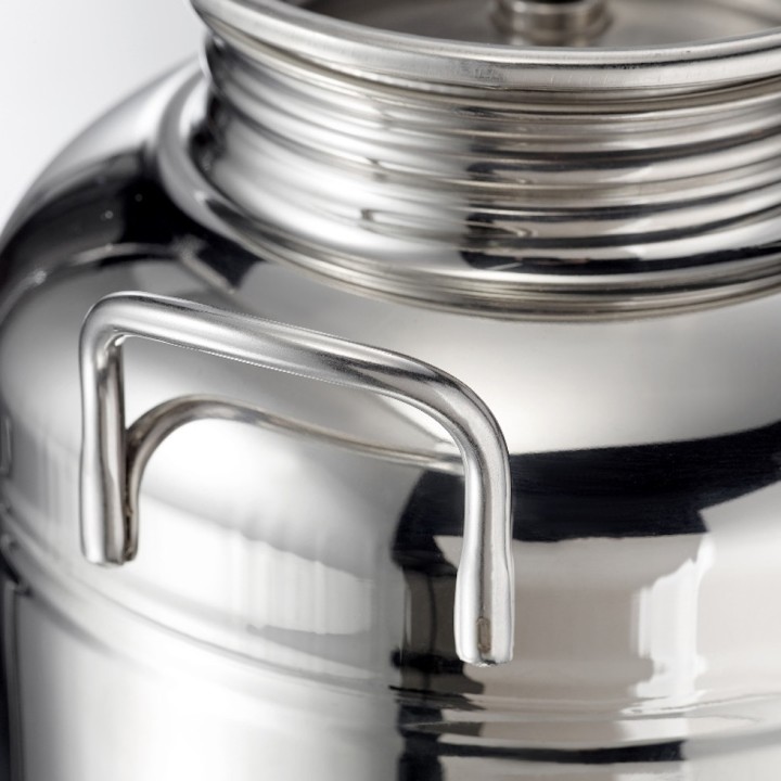 Petit fût inox alimentaire soudé La Nuova Sansone, avec robinet + support 3 L
