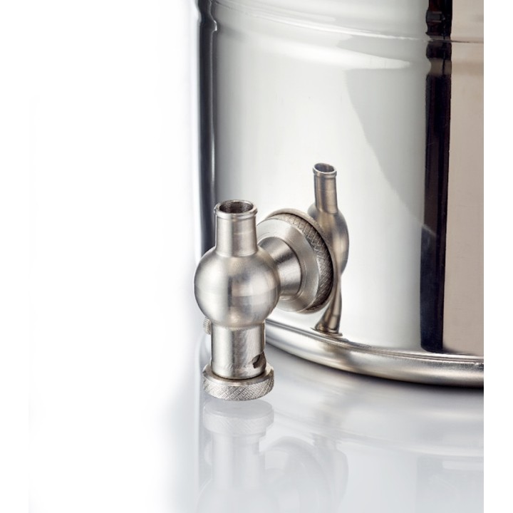 Petit fût inox alimentaire soudé La Nuova Sansone, avec robinet + support 3 L