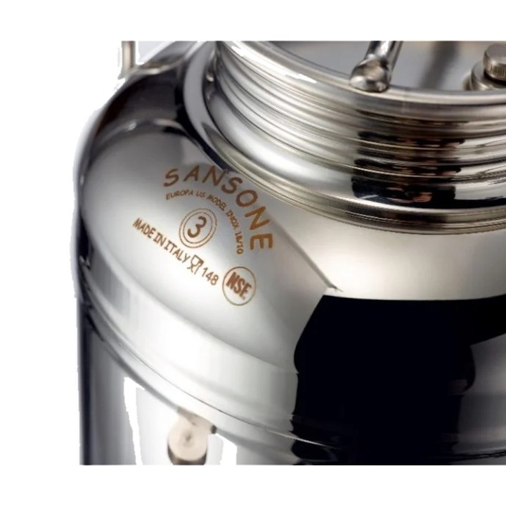 Petit fût inox alimentaire soudé La Nuova Sansone, avec robinet + support 5 L