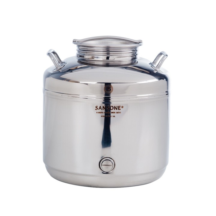 Fût inox alimentaire soudé La Nuova Sansone, 15 L