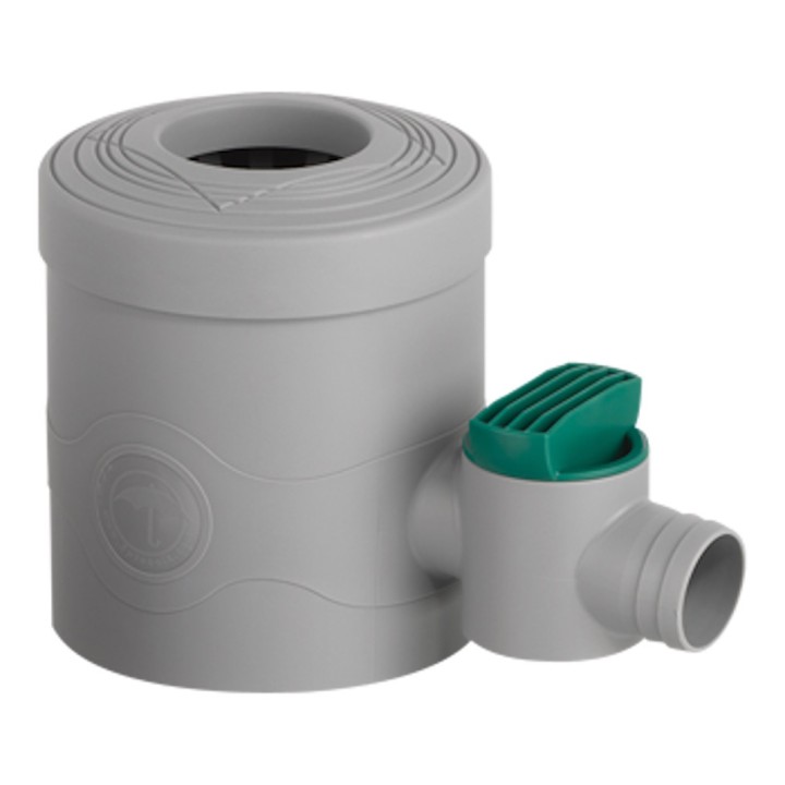 Collecteur filtrant eau de pluie gouttière, avec robinet, mailles grossières