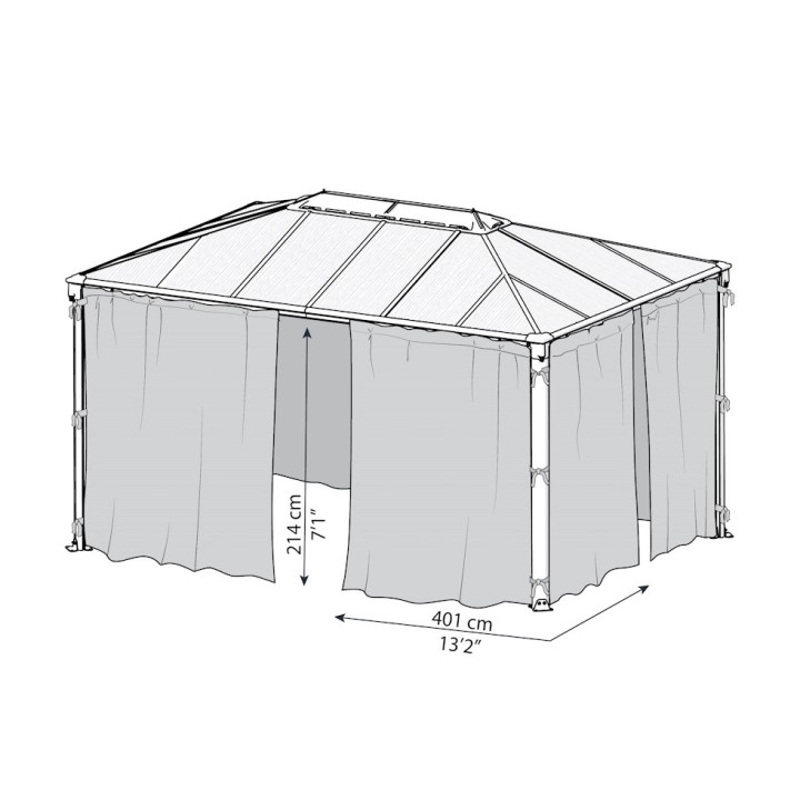 Filets gris Canopia pour tonnelles Martinique 4300 - 217 x 401 cm