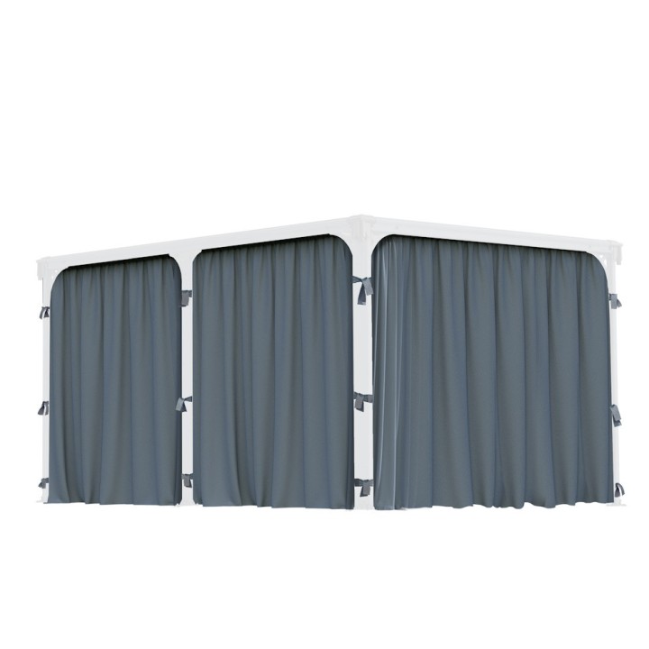 Rideaux gris Canopia pour tonnelles Martinique 5000 et Milano 4300 - 217 x 465 cm