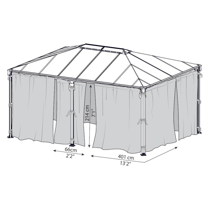 Filets gris Canopia pour tonnelles Martinique 5000 et Milano 4300 - 217 x 465 cm
