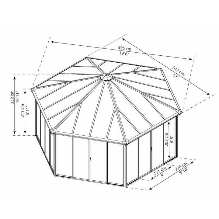 Tonnelle de jardin fermée en kit Garda Canopia 595 x 517 cm