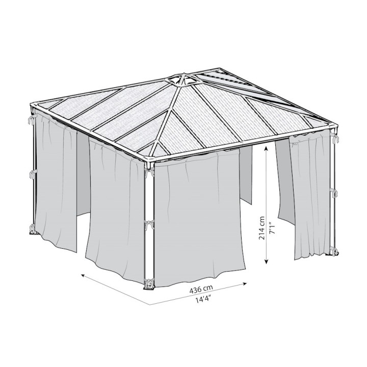 Rideaux gris Canopia pour tonnelle Palermo 4300 - 217 x 436 cm