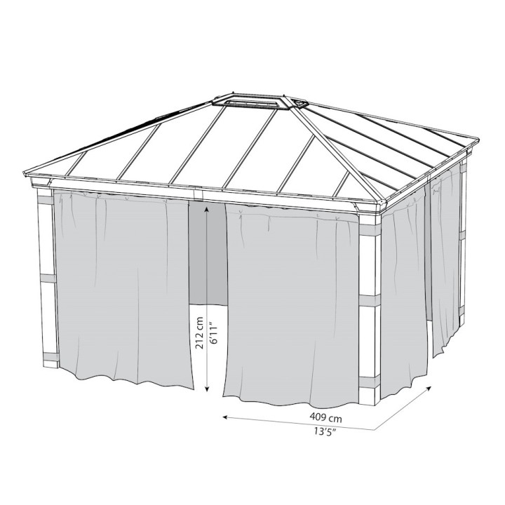 Rideaux gris Canopia pour tonnelles Dallas - 409 x 212 cm