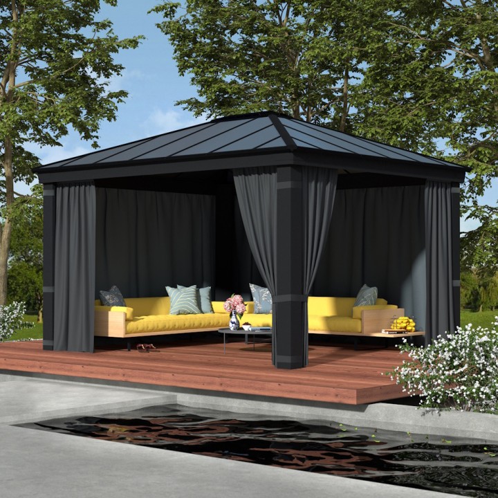 Rideaux gris Canopia pour tonnelles Dallas - 409 x 212 cm