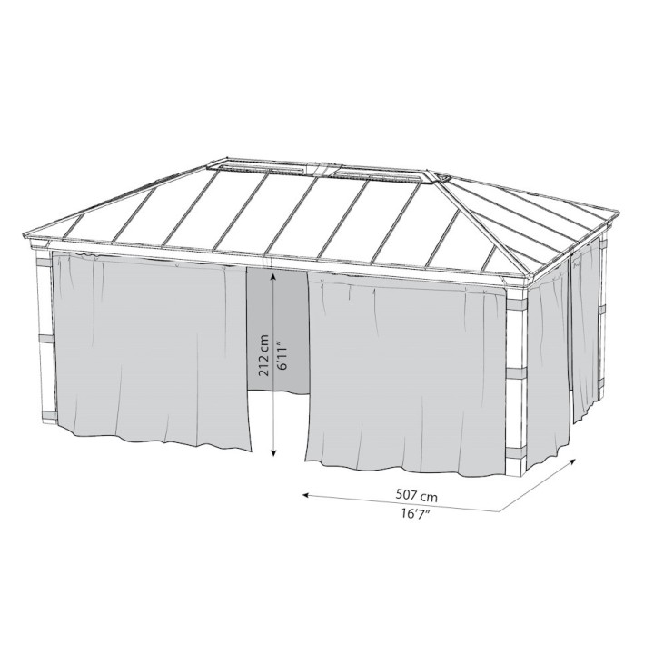 Rideaux gris Canopia pour tonnelles Dallas - 507 x 212 cm