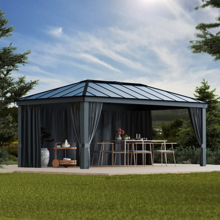 Rideaux gris Canopia pour tonnelles Dallas - 507 x 212 cm