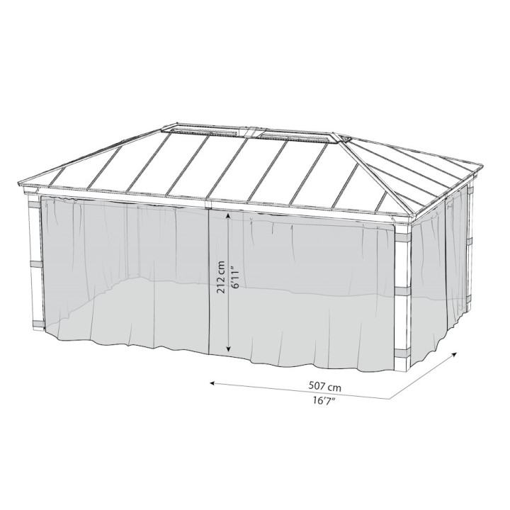 Filets gris Canopia pour tonnelle Dallas - 507 x 212 cm
