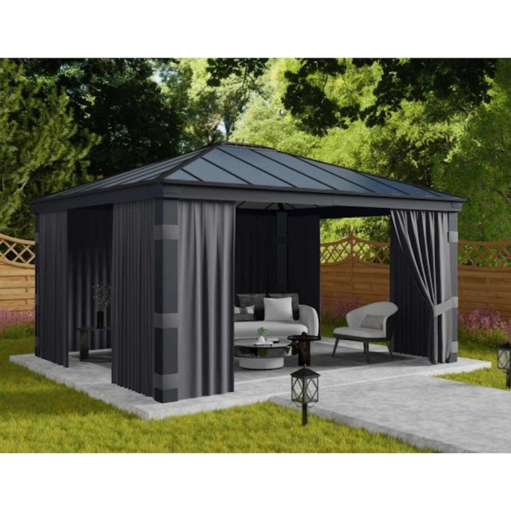Rideaux gris Canopia pour tonnelles Dallas - 435 x 212 cm