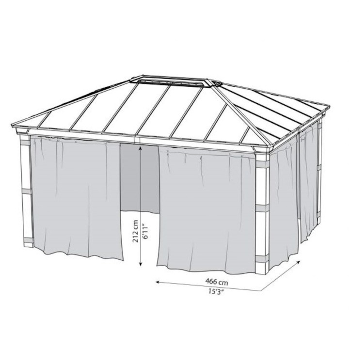 Rideaux gris Canopia pour tonnelles Dallas - 466 x 212 cm