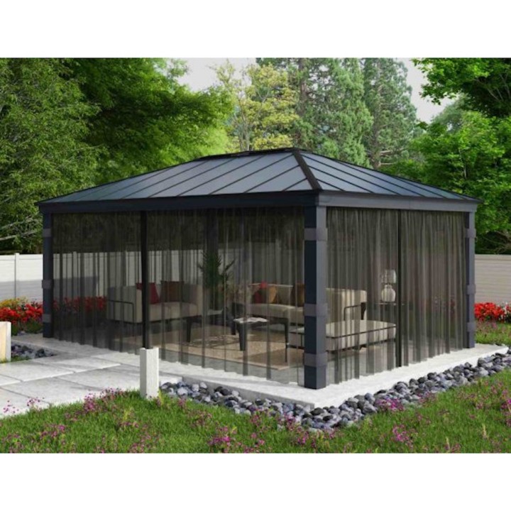 Filets gris Canopia pour tonnelles Dallas - 466 x 212 cm