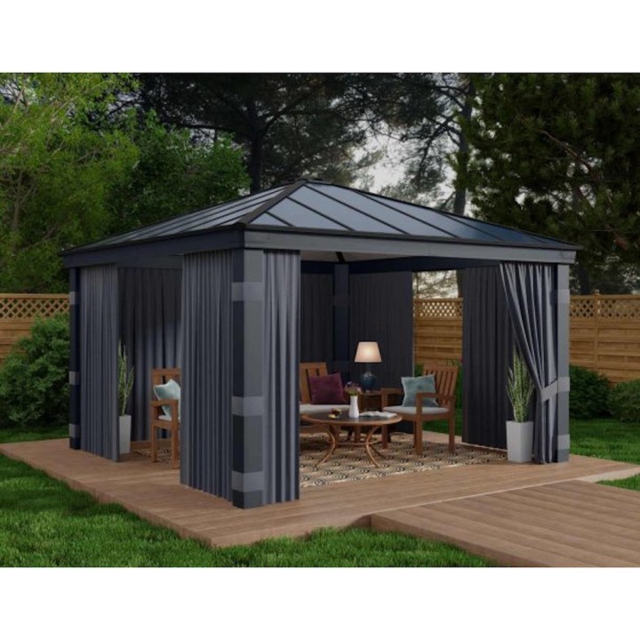 Rideaux gris Canopia pour tonnelles Dallas - 533 x 212 cm