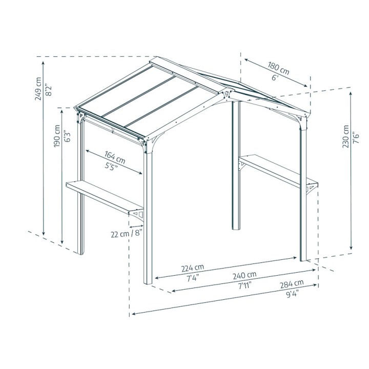 Abri barbecue Austin Canopia, Aluminium noire - 180 x 284 cm (RUPTURE DE STOCK ?)