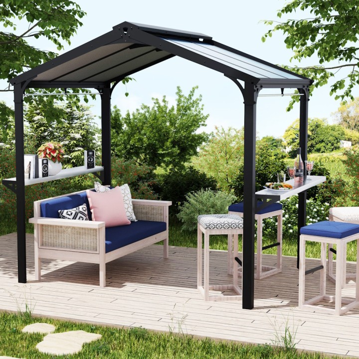 Abri barbecue Austin Canopia, Aluminium noire - 180 x 284 cm (RUPTURE DE STOCK ?)