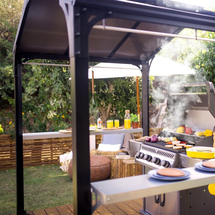 Abri barbecue Austin Canopia, Aluminium noire - 180 x 284 cm (RUPTURE DE STOCK ?)