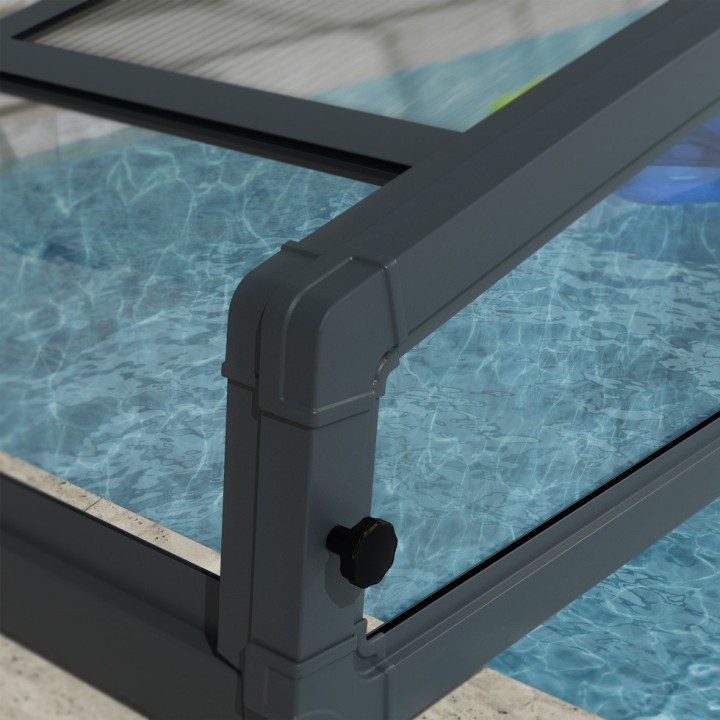 Abri piscine téléscopique Majorca Canopia, Grise - 457 x 670 cm